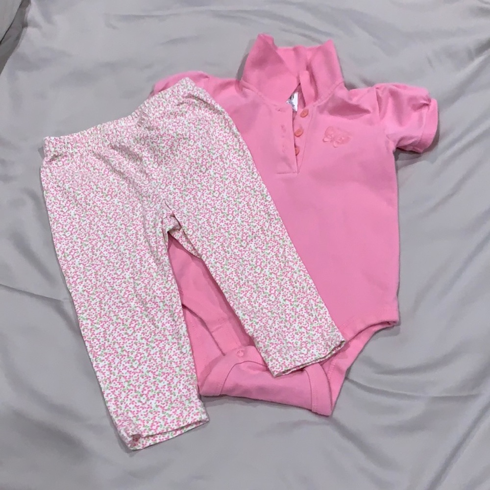 Gap gap girls floral legging and onsie 12-18 mo LN